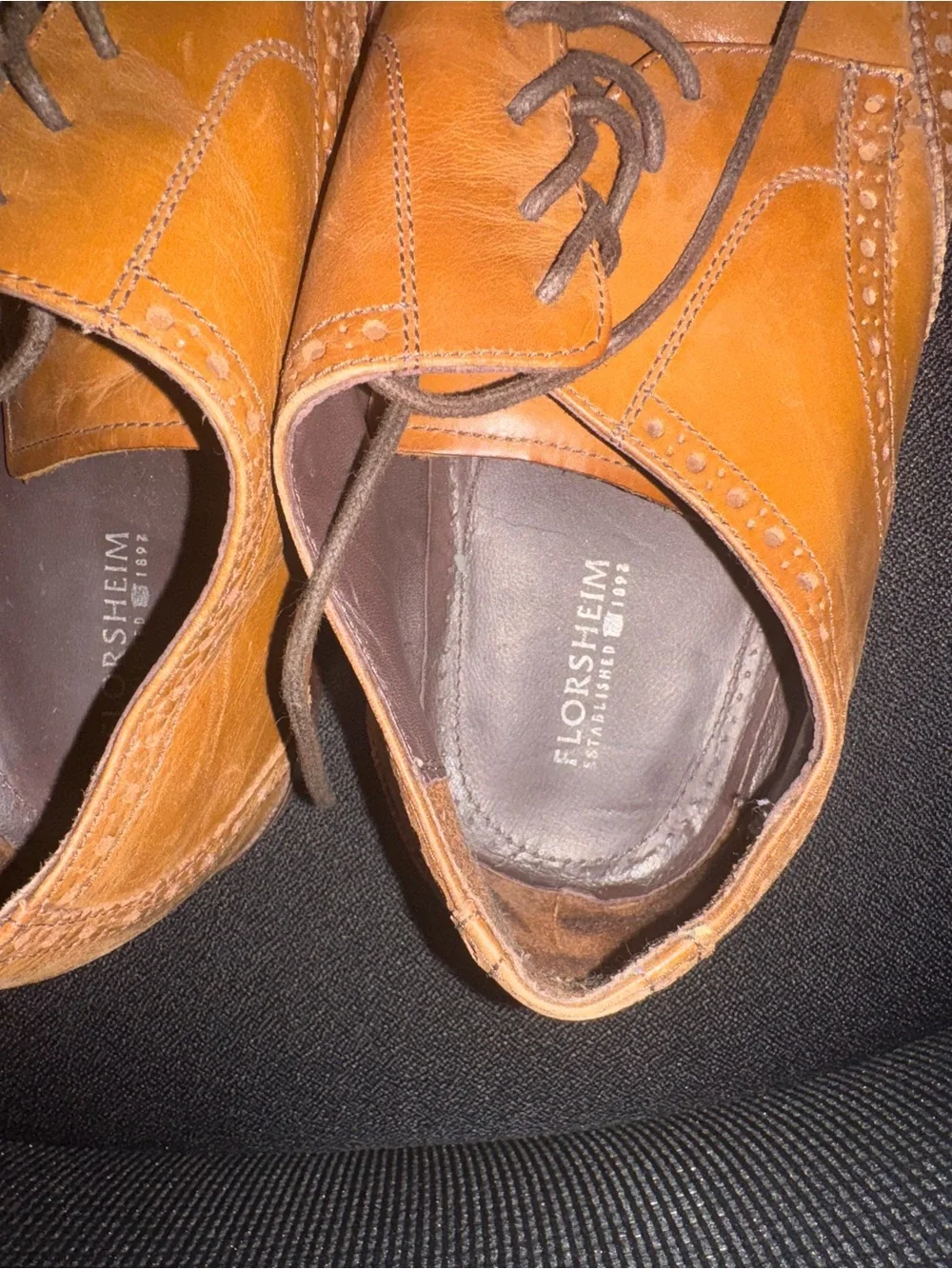 Florsheim Tan Brown Leather Wingtip Oxfords 12 wide